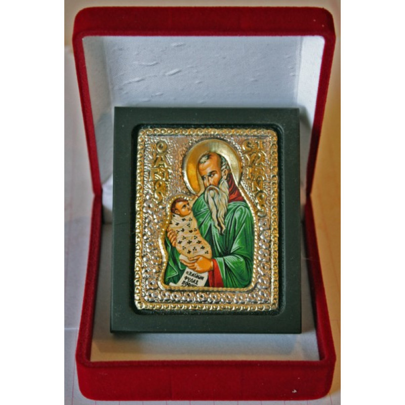 3370 Άγιος Στυλιανός - Ασημένια εικόνα με μεταξοτυπία - Image 1