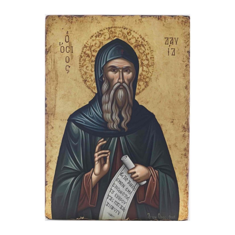 agios-david-en-eyvoia-xeiropoiiti-palaiomeni-agiografia Όσιος Δαυίδ ο εν Ευβοία - Χειροποίητη Παλαιωμένη Αγιογραφία - Image 1