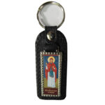 Δερμάτινο μπρελόκ με την Αγία Αναστασία την Ρωμαία σε μαύρο χρώμα