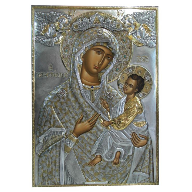 2921 Παναγία Γοργοεπήκοος - Ασημένια εικόνα - Image 1