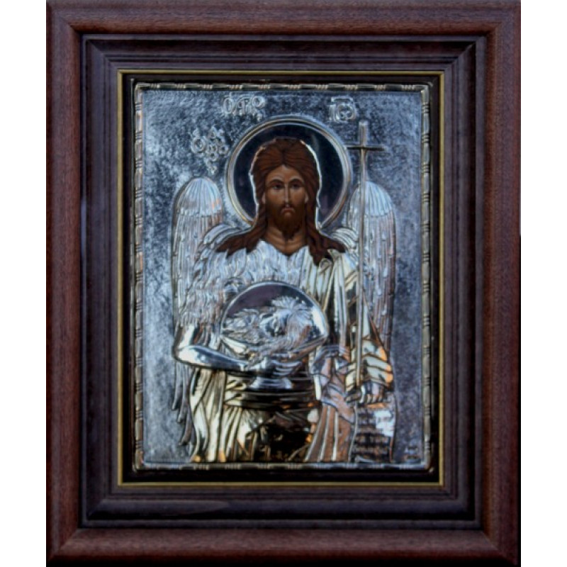 3184 Άγιος Ιωάννης ο Πρόδρομος - Επάργυρη εικόνα με κορνίζα και τζάμι - Image 1