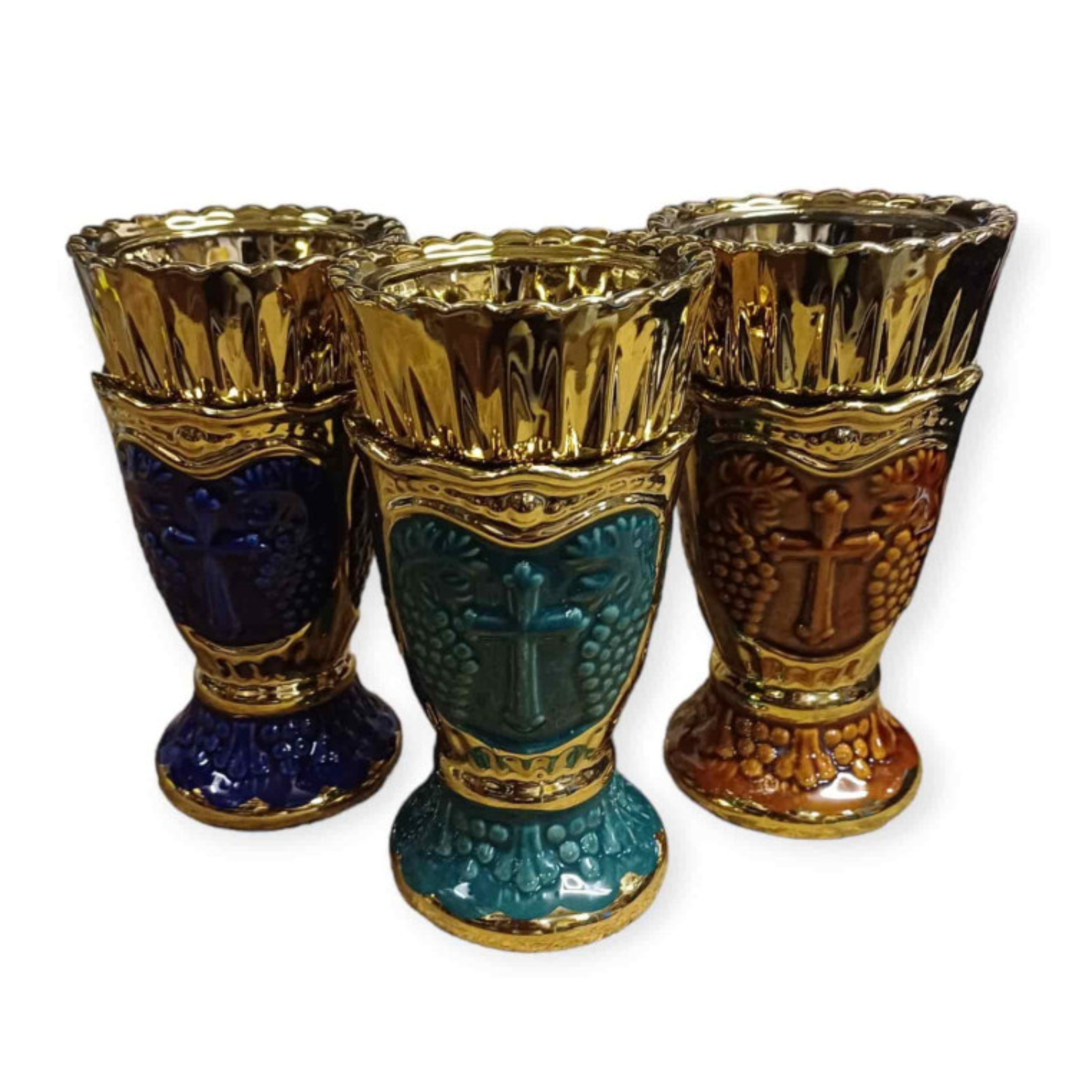 keramiki-kantilokoupa-me-anaglyfo-stavro-3-xromata Κεραμική Καντηλόκουπα με Ανάγλυφο Σταυρό - Image 1