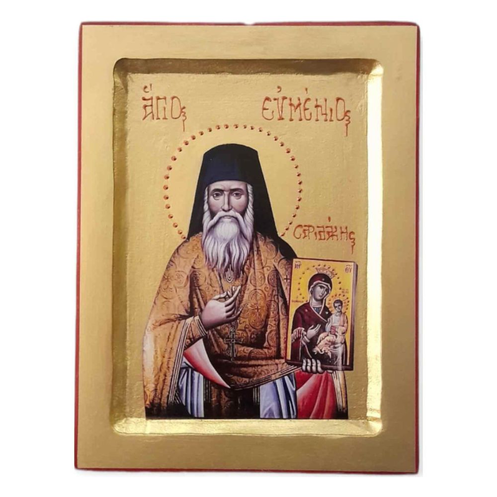 agios_eymenios_saridakis_xylini_enskafti_eikona Άγιος Ευμένιος Σαριδάκης - Ξύλινη Ένσκαφτη Εικόνα - Image 1