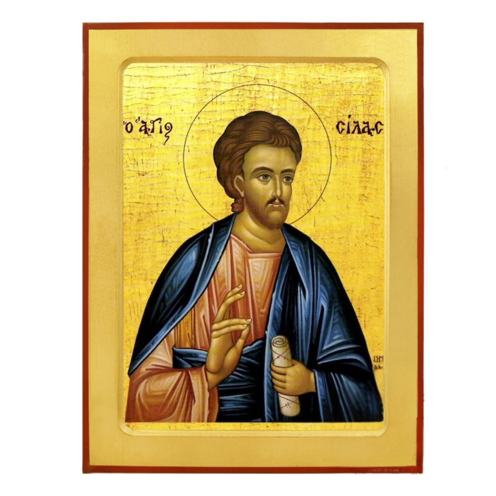 agios-apostolos-silas-xylini-enskafti-eikona Άγιος Απόστολος Σίλας - Ξύλινη Ένσκαφτη Εικόνα - Image 1