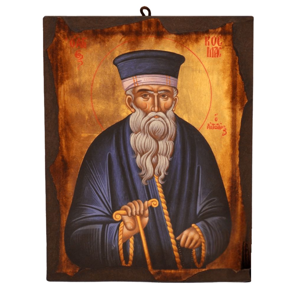 agios-kosmas-o-aitwlos-xylini-anaglyfi-eikona Άγιος Κοσμάς ο Αιτωλός - Ξύλινη Ανάγλυφη Εικόνα σε Φυσικό Ξύλο - Image 1