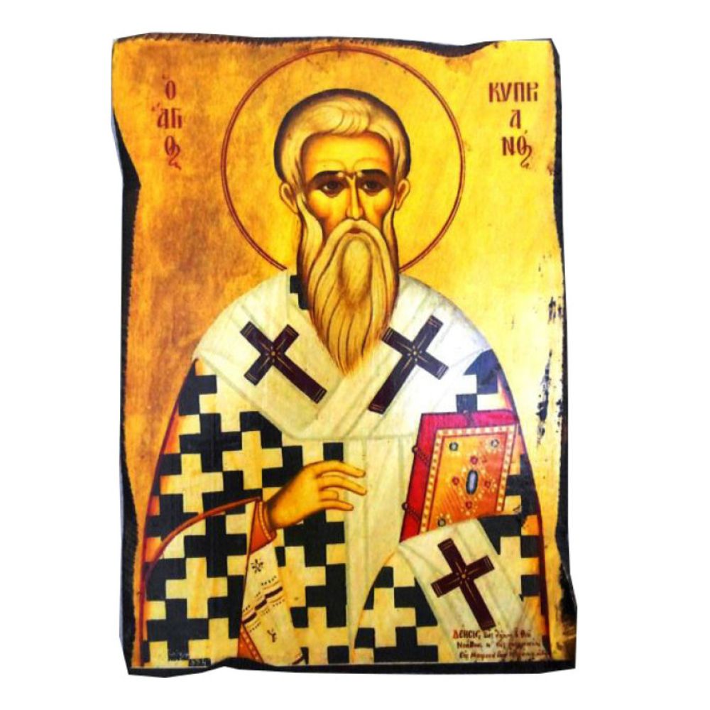 agios-kyprianos-eikona-palaiwmeno-xylo Άγιος Κυπριανός - Εικόνα σε Παλαιωμένο Ξύλο - Image 1