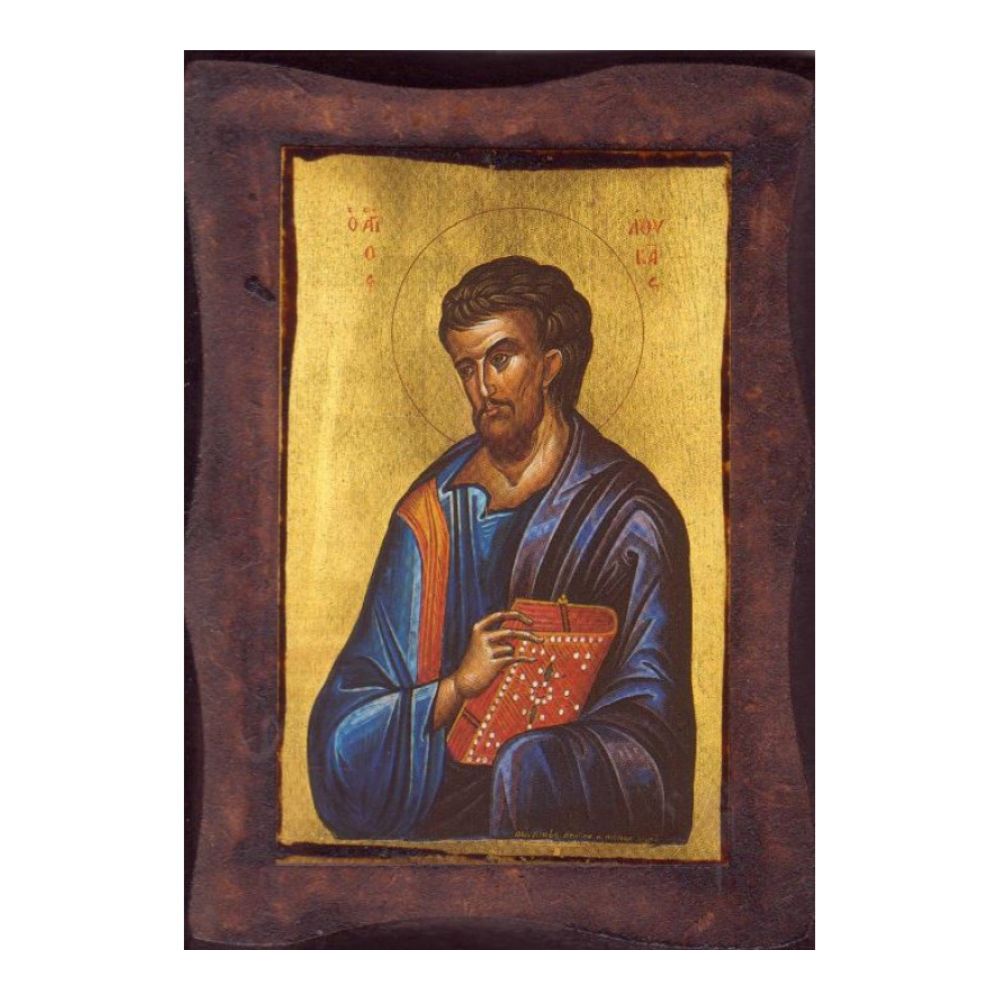 agios-loykas-evaggelistis-eikona-xylini-palaiwmeni Άγιος Λουκάς - Εικόνα Ξύλινη Παλαιωμένη - Image 1