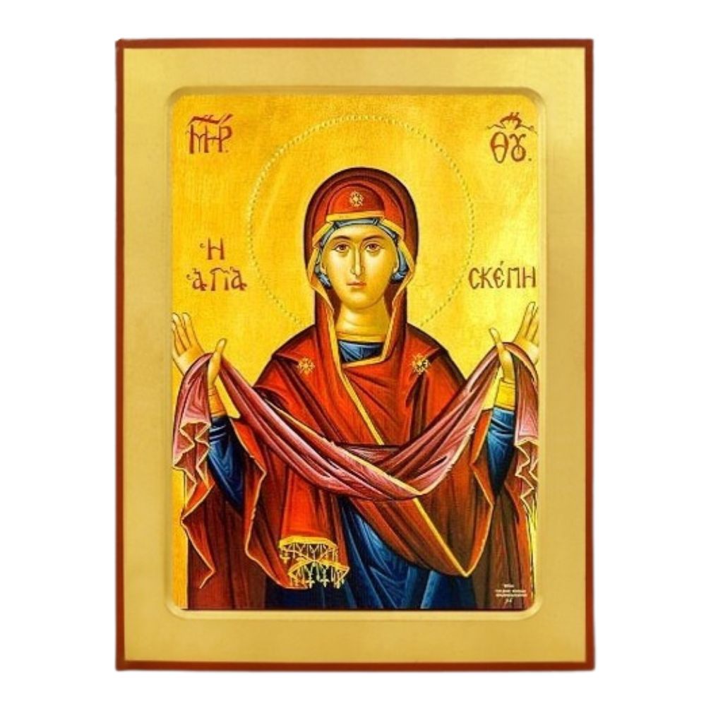 panagia-agia-skepi-xylini-enskafti-eikona Παναγία Αγία Σκέπη - Ξύλινη Ένσκαφτη Εικόνα - Image 1