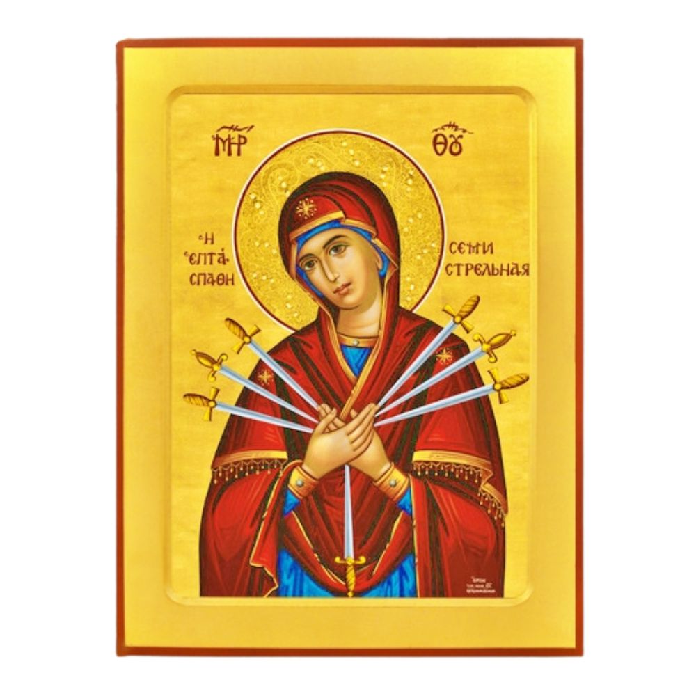 panagia-eptaspathi-xylini-enskafti-eikona Παναγία Επτάσπαθη - Ξύλινη Ένσκαφτη Εικόνα - Image 1