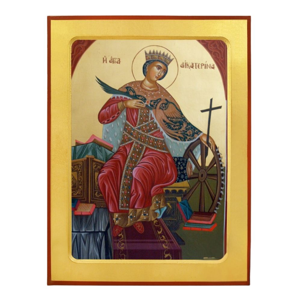 agia-aikaterini-xylini-enskafti-eikona Αγία Αικατερίνη - Ξύλινη Ένσκαφτη Εικόνα - Image 1