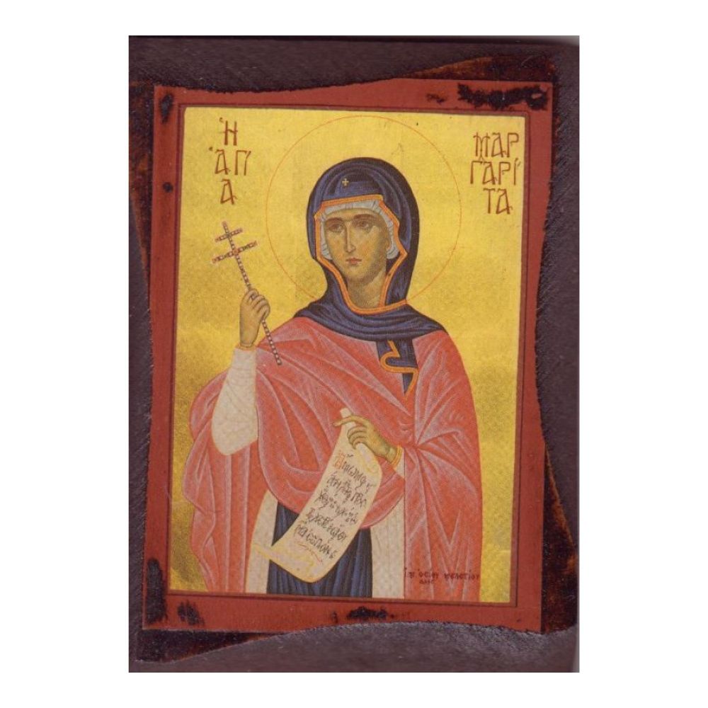 agia-margarita-eikona-xylini-palaiwmeni Αγία Μαργαρίτα - Εικόνα Ξύλινη Παλαιωμένη - Image 1