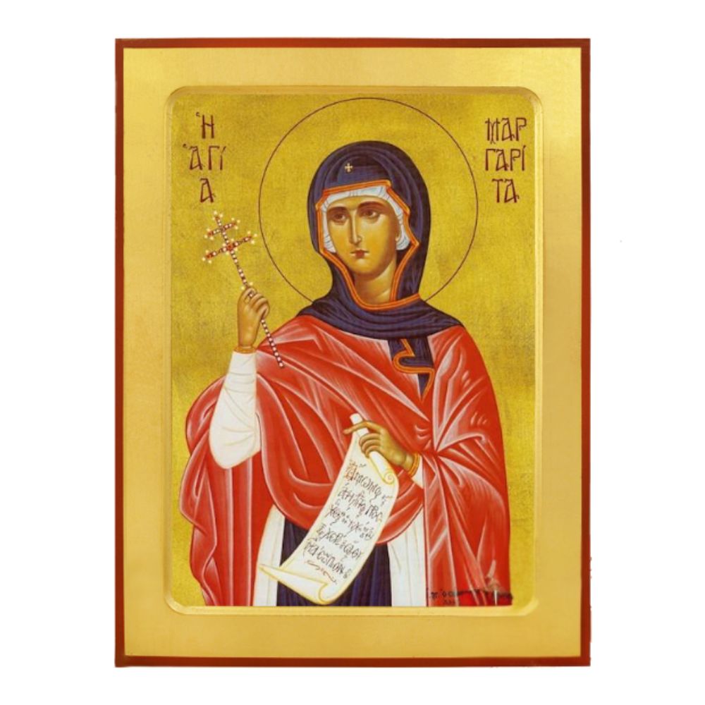 agia-margarita-xylini-enskafti-eikona Αγία Μαργαρίτα - Ξύλινη Ένσκαφτη Εικόνα - Image 1
