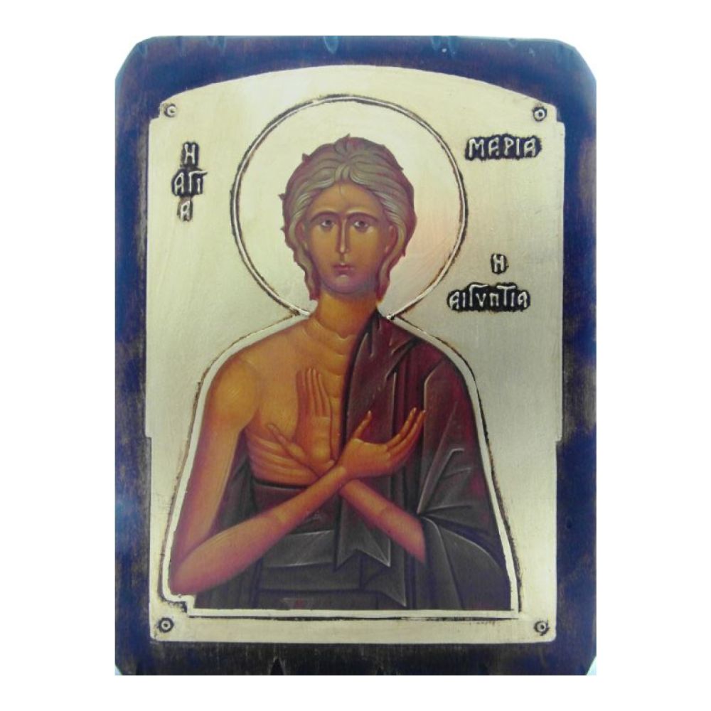 agia-maria-aigyptia-eikona-xylini-xrysotypia-anaglyfa-grammata Αγία Μαρία η Αιγυπτία - Εικόνα Ξύλινη Χρυσοτυπία - Image 1
