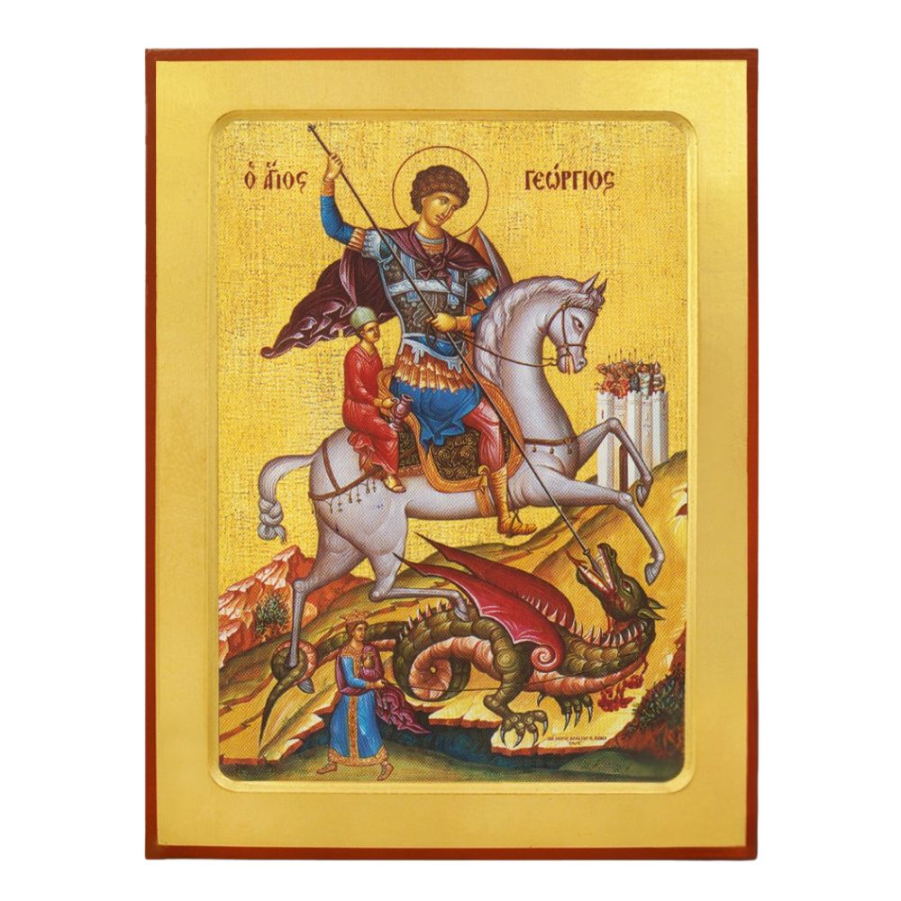 agios_gewrgios_xylini_enskafti_eikona Άγιος Γεώργιος - Ξύλινη Ένσκαφτη Εικόνα - Image 1