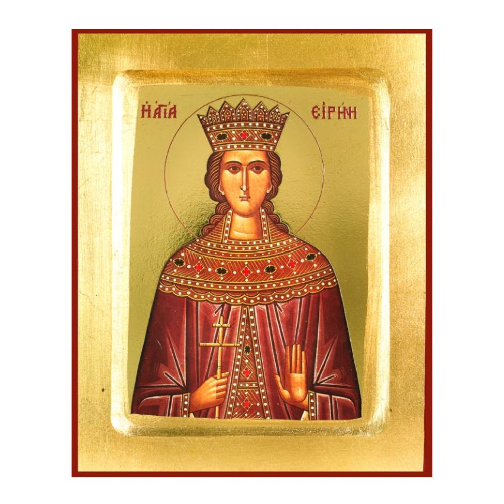 agia-eirini-xylini-enskafti-eikona-xrysotypia Αγία Ειρήνη - Ξύλινη Ένσκαφτη Εικόνα - Image 1